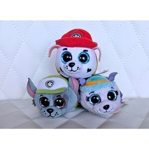 SET (3) Paw Patrol TY Dogs MARSHALL EVEREST & ROCKY